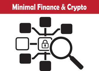 Blockchain security audit icon with magnifying analytics vector illustration