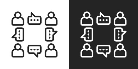 Feedback Loop Icon In Black And White Outline Style