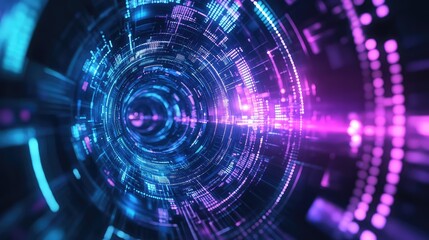 Fototapeta premium Speeding through a futuristic digital data tunnel network