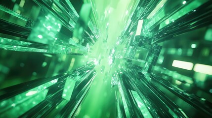 Green crystal tunnel transmitting digital data stream