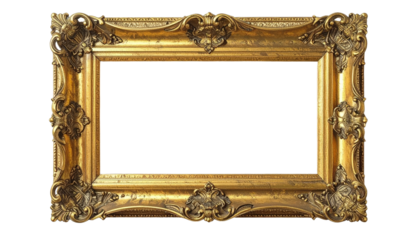 Ornate Golden Picture Frame with Intricate Carvings and Blank Space 1.