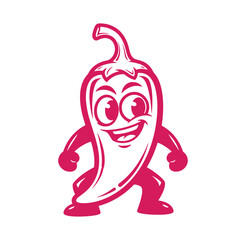 Cheerful cartoon chili pepper mascot with a big smile ready for spicy food fun.