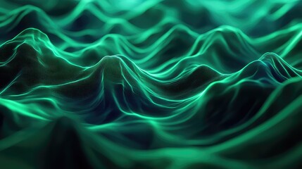 Digital data network displaying futuristic green waves concept