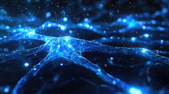 Brain neuron network sending electrical signals with light sparks