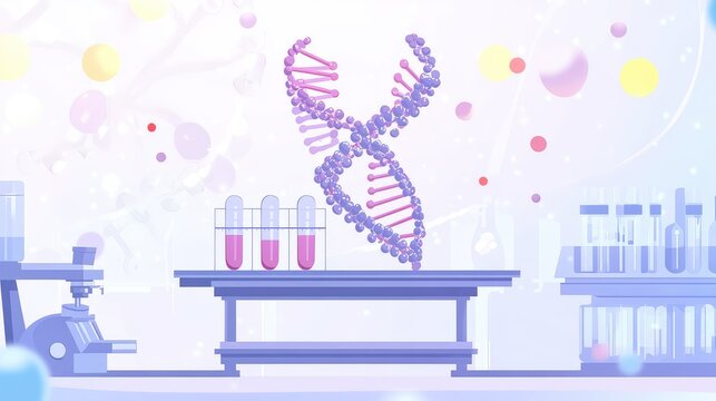 Dna double helix illustrating genetic research in laboratory