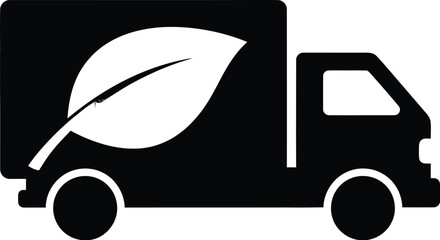 Eco delivery truck with leaf for green transport