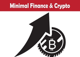 Minimal rising arrow boosting bitcoin crypto coin value vector illustration