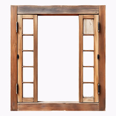Obraz premium old rustic wooden window frame isolated on white or transparent png, 