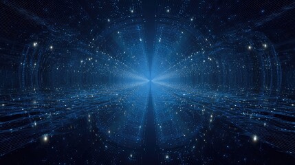 Digital network connecting data in a futuristic cyberspace