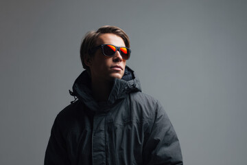 joyful family poses together in front of their beautifully decorated home at sunset