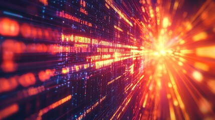 Digital data flowing through futuristic network connection lines