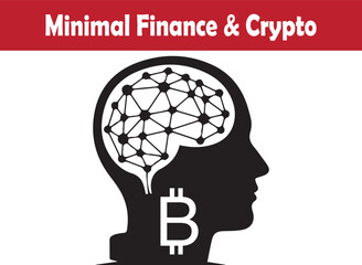 Minimal crypto brain network showcasing bitcoin financial intelligence vector illustration