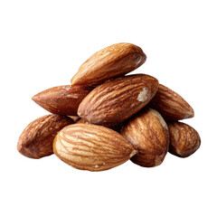 Pile of whole brown almonds with visible striations on black background nuts food, Cut Out, Isolated On White Background, Png Transparent
