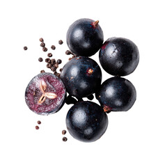 Dark Blue Berries and Seeds Scattered on Black Background berry purple, Cut Out, Isolated On White Background, Png Transparent