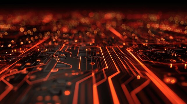 Digital circuit board processing data flow background