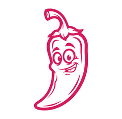 Friendly cartoon chili pepper mascot smiling with a happy expression vector illustration