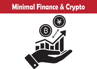 Minimal crypto market growth shown with supportive hand vector illustration