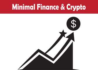 Minimal rising market chart reaching dollar currency growth vector illustration