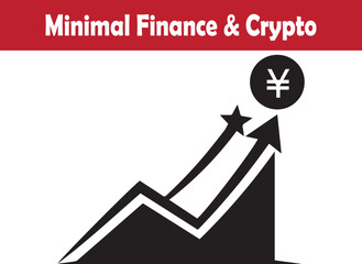 Minimal rising market chart reaching yen currency growth vector illustration