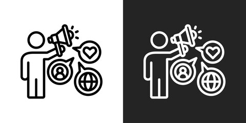 Public Relation Icon In Black And White Outline Style