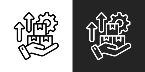 Product Management Icon In Black And White Outline Style