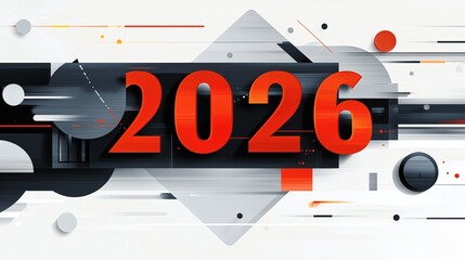 Modern and sleek design featuring 2026 typography. 2026 new year celebration. Minimalist geometric happy new year 2026.