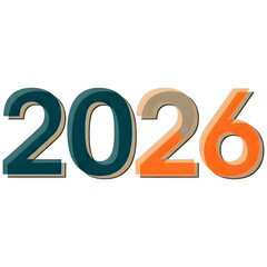 2026 Typography Design, New Year Concept