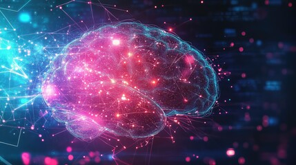 Digital brain artificial intelligence processing data connections