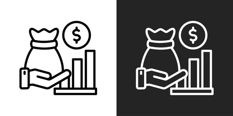 Investment Icon In Black And White Outline Style