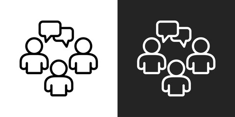 Discussion Icon In Black And White Outline Style