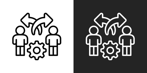 Change Management Icon In Black And White Outline Style