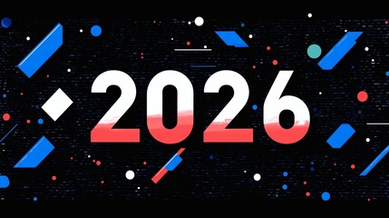 Minimalist artistic 2026 typography. 2026 new year celebration.