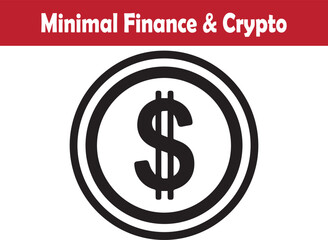 Minimal dollar coin symbol representing financial market currency vector illustration