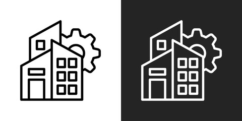 Company Icon In Black And White Outline Style