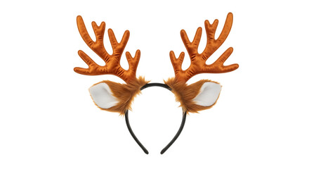 Fuzzy reindeer antlers headband isolated on transparent background