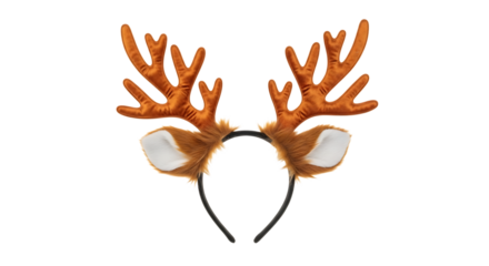 Fuzzy reindeer antlers headband isolated on transparent background