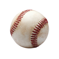 Close up of a worn baseball with red stitching on a black background sport game, Cut Out, Isolated On White Background, Png Transparent