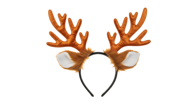 Fuzzy reindeer antlers headband isolated on transparent background - Powered by Adobe