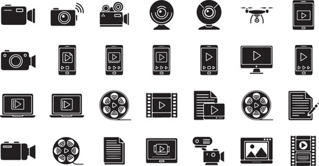 Collection of Video and Media related icons in various formats for design