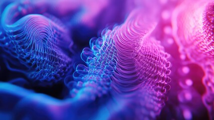 Abstract network flowing light blue and pink lines