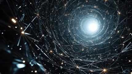 Digital data network tunnel connecting to a bright light