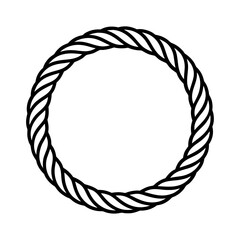 Black and White Circular Rope Border or Nautical Frame Vector
