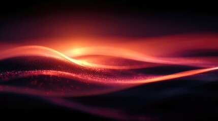Abstract glowing waves forming digital flowing particles background