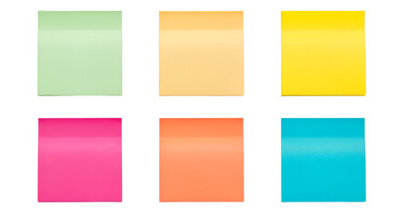 Six colorful sticky notes arranged in two rows notepad