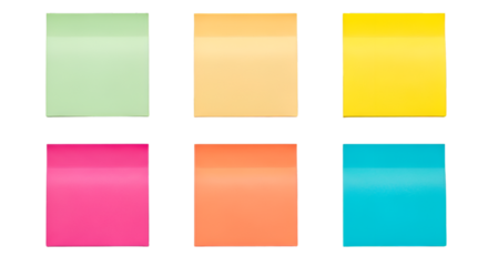 Six colorful sticky notes arranged in two rows notepad