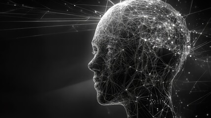Human head network visualizing artificial intelligence concept