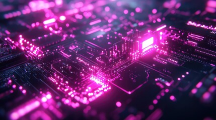 Fototapeta premium Glowing circuit board representing digital data processing and technology