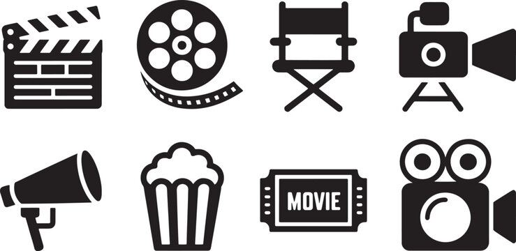 Film clapper board vector icon for video production and edition black symbol