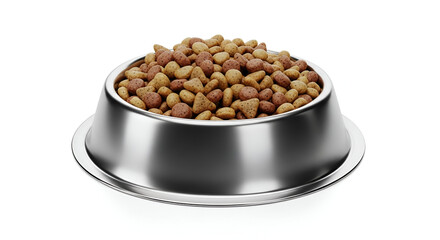 Stainless Steel Bowl Filled With Dog Food Kibble pet food