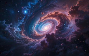 Abstract Cosmic Background with Nebulae and Twinkling Stars.